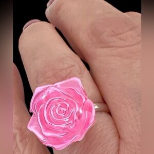 Adjustable Pink Rose Ring